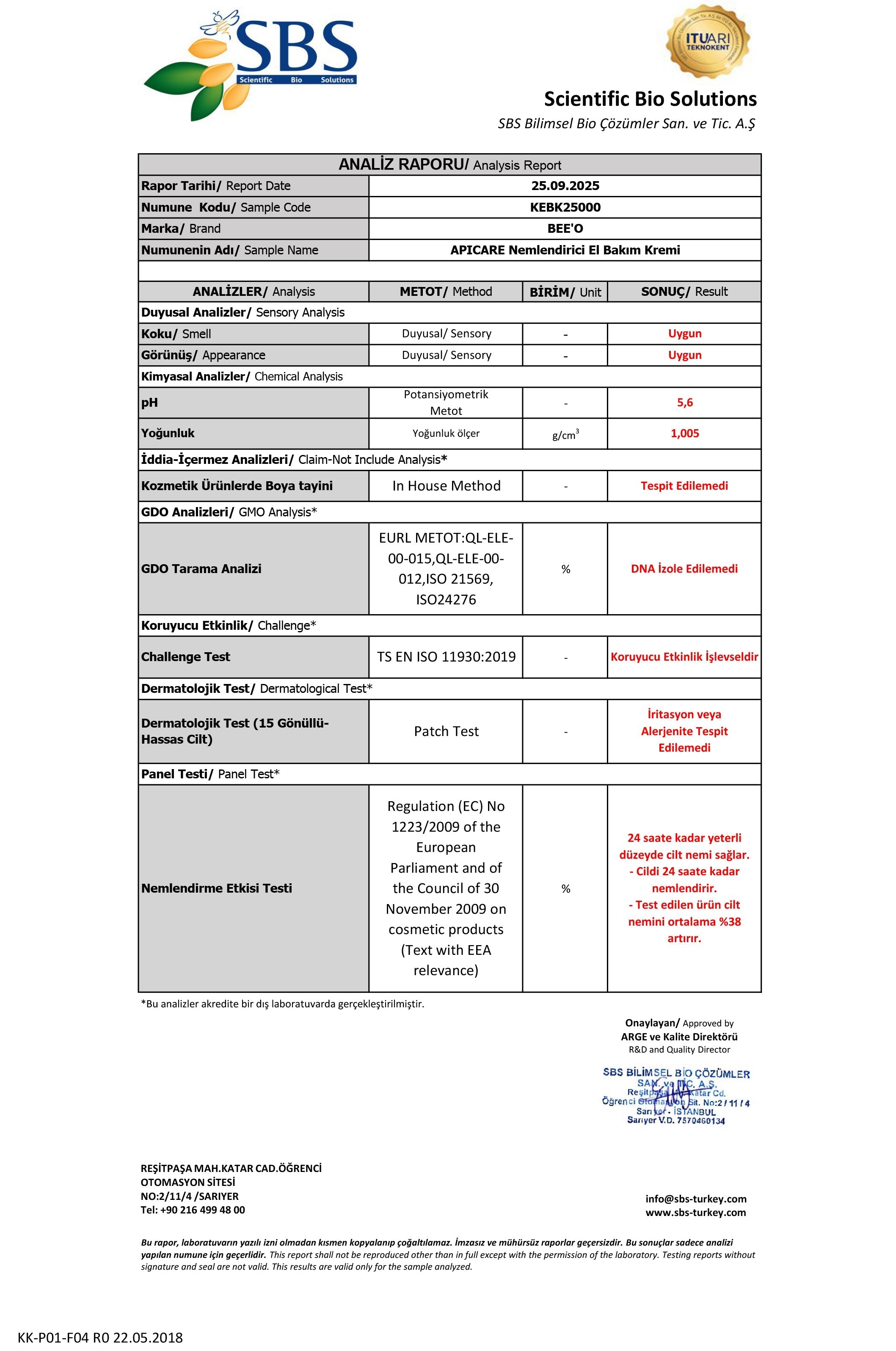 BEEO Nemlendirici Ballı El Kremi Analizi