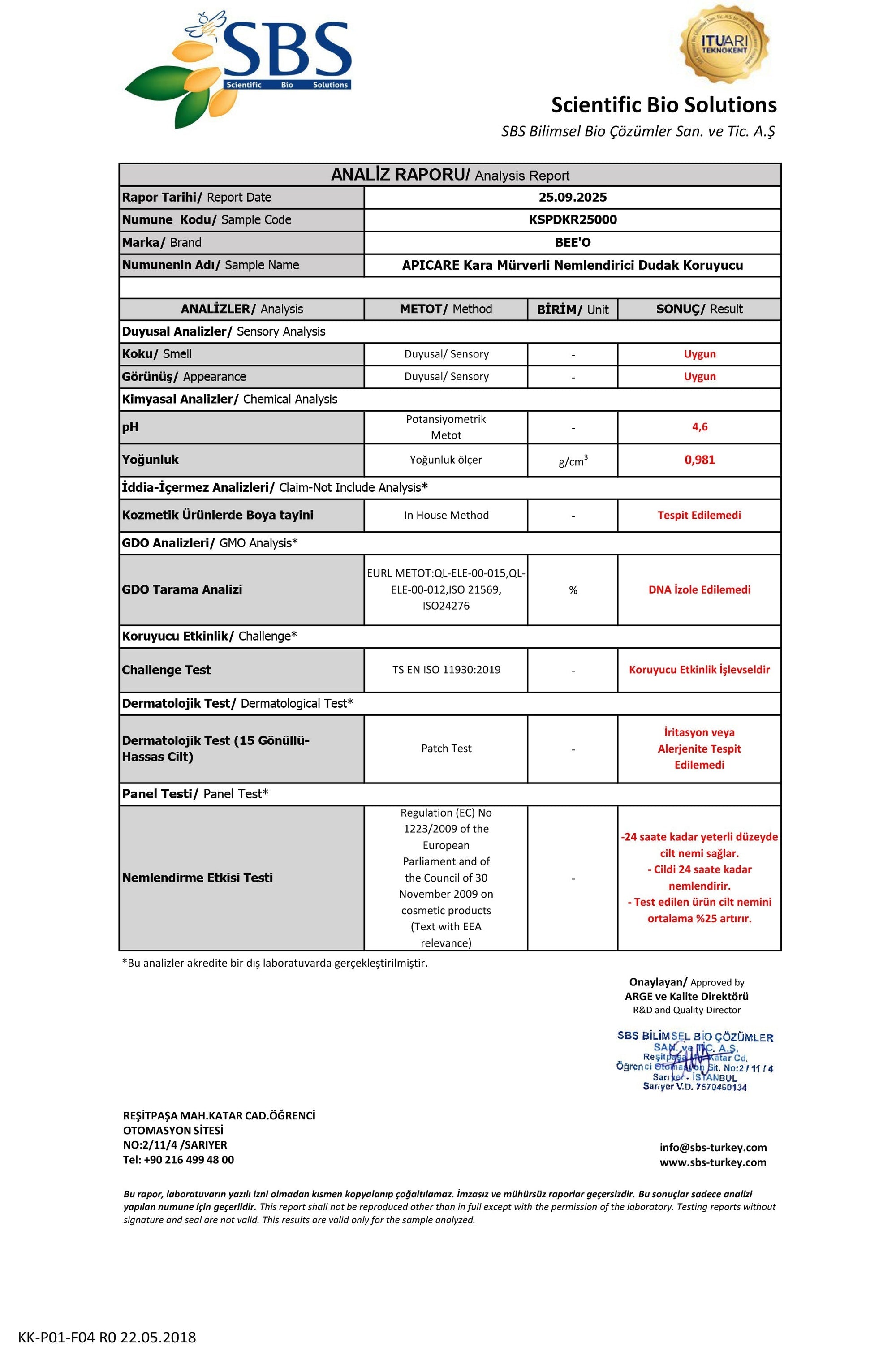 BEEO Ham Ballı Kara Mürverli Dudak Koruyucu Analizi