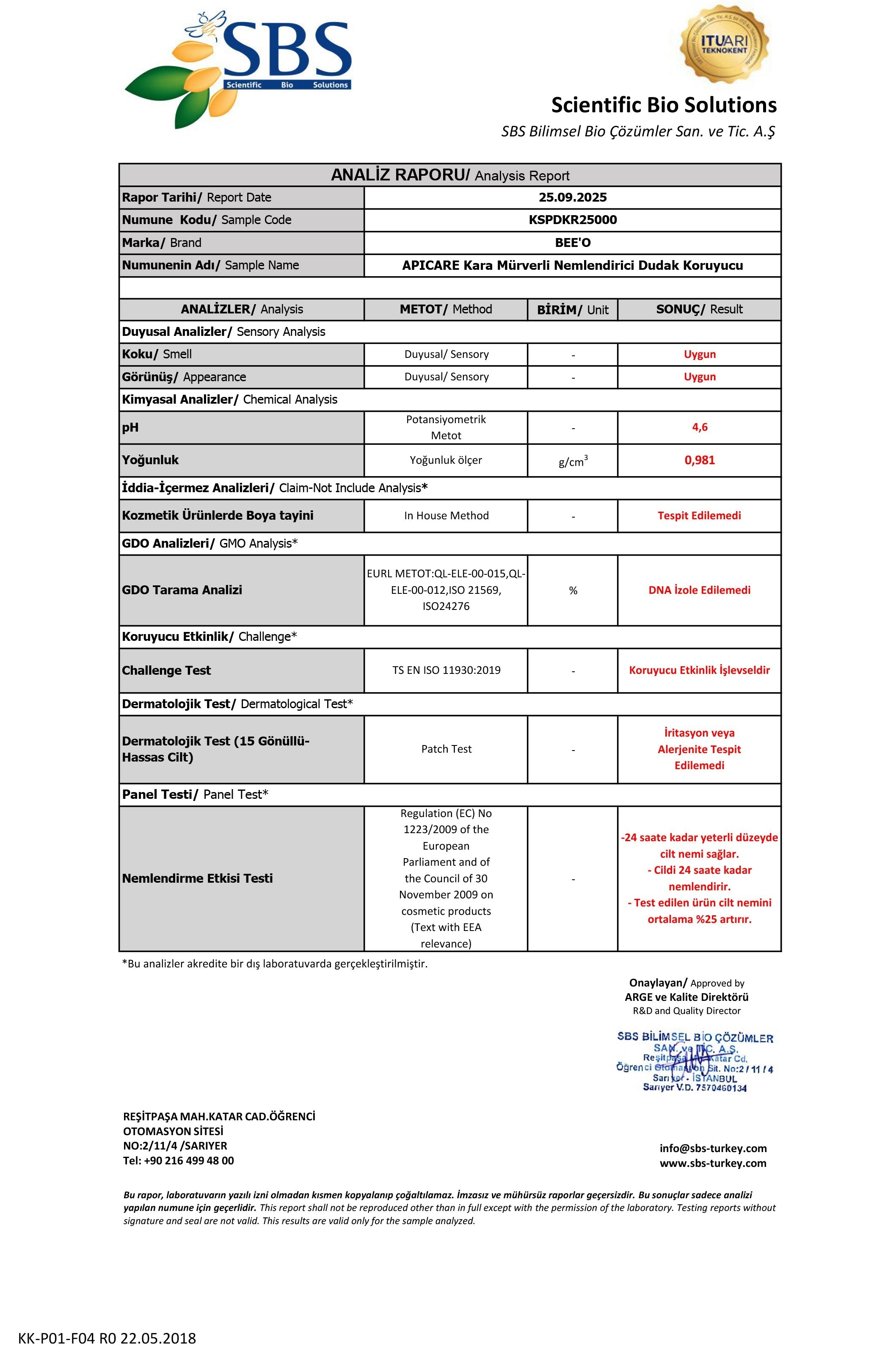 BEEO Ham Ballı Kara Mürverli Dudak Koruyucu Analizi