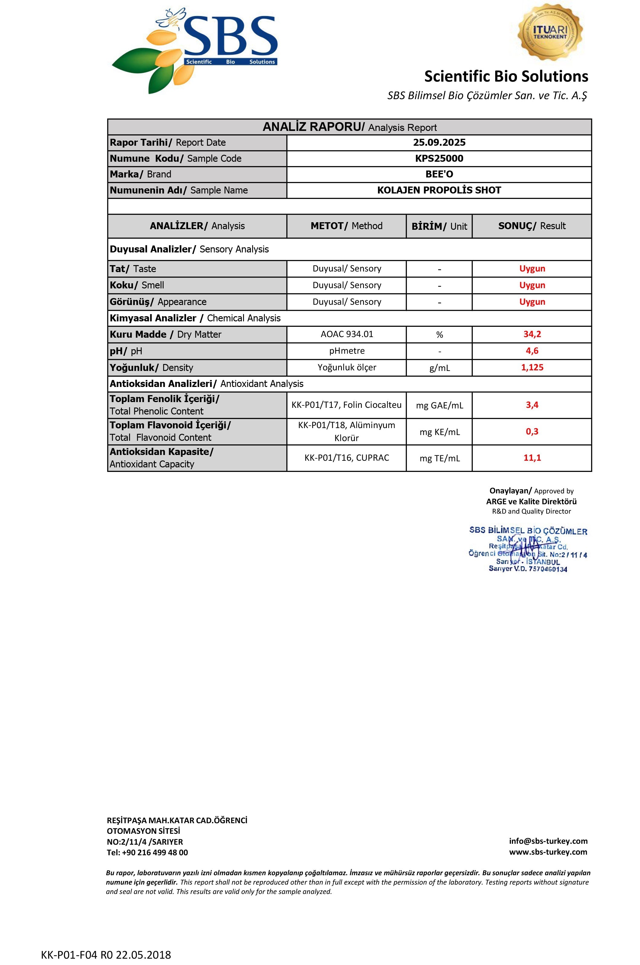 BEEO Kolajen Shot 12'li Analizi