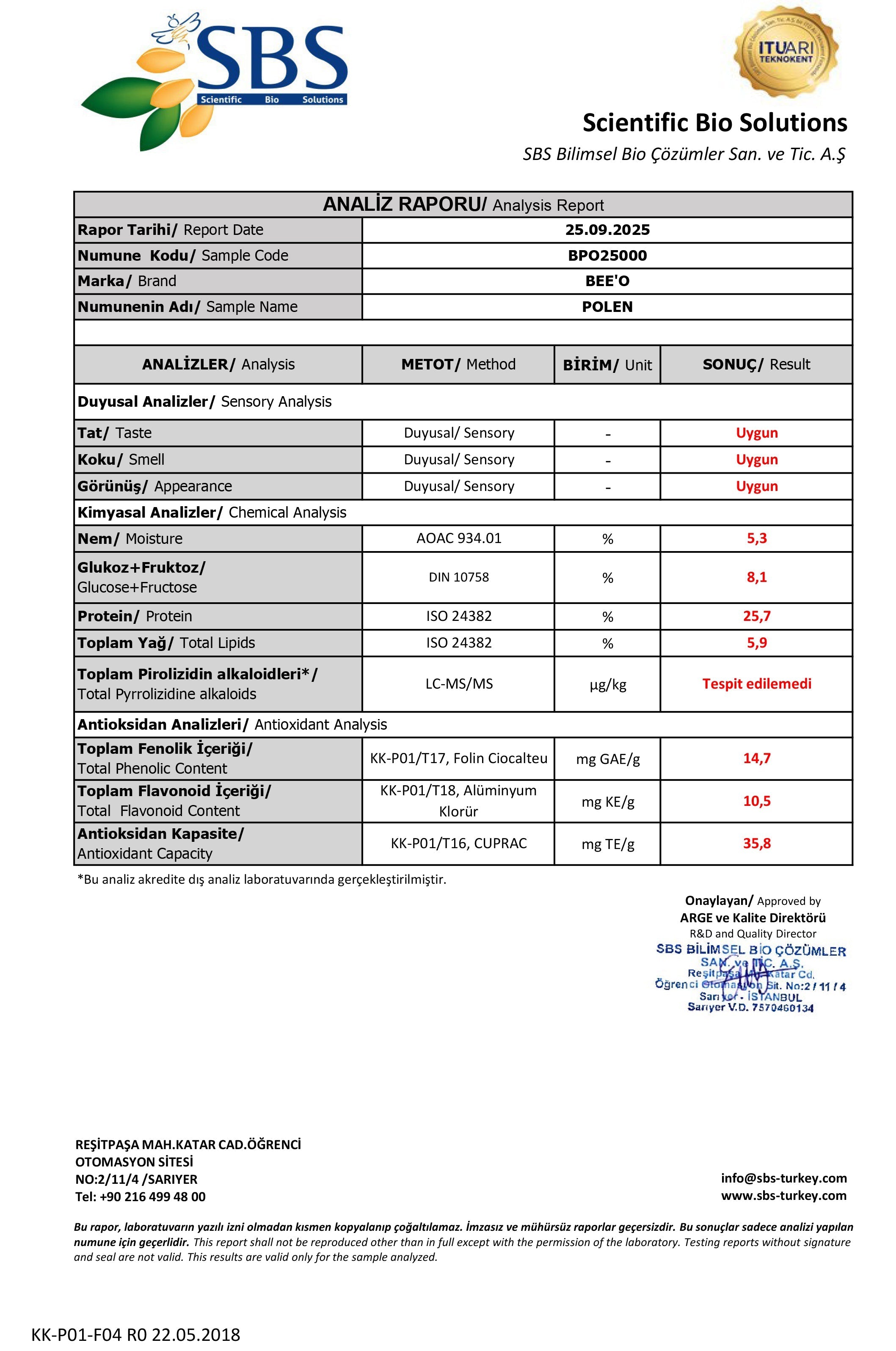 BEEO Arı Poleni Analizi