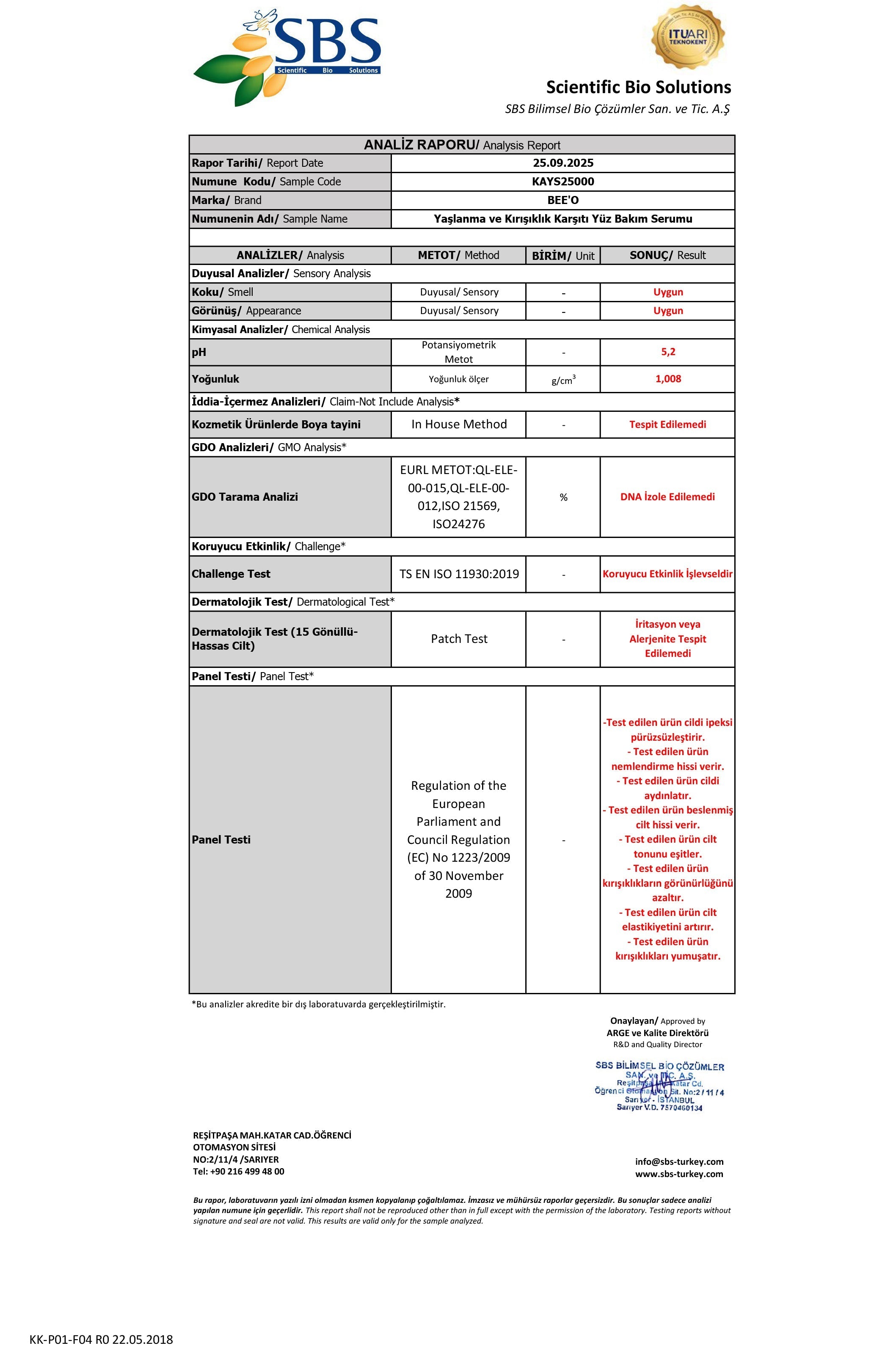 BEE’O Arı Zehirli Propolisli Kırışıklık Karşıtı Yüz Bakım Serumu Analizi