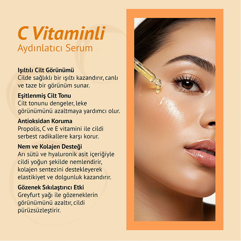 BEEO Propolisli Arı Sütlü C Vitaminli Aydınlatıcı Serum