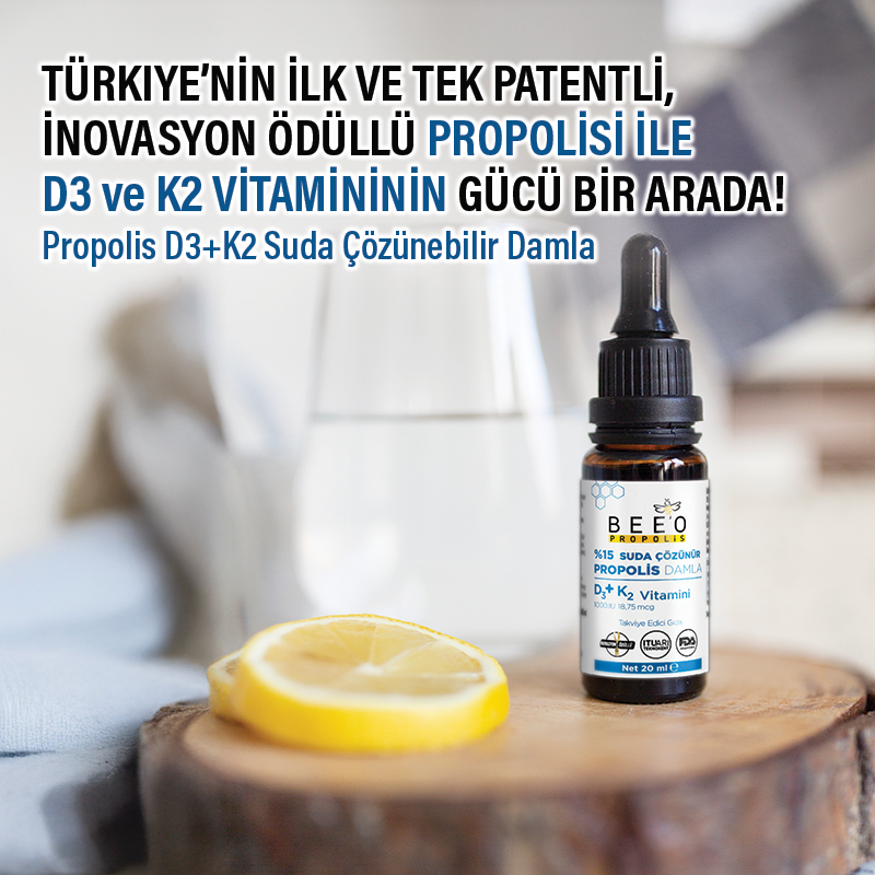 BEEO D3+K2 Vitaminli Suda Çözünebilir Propolis Damla