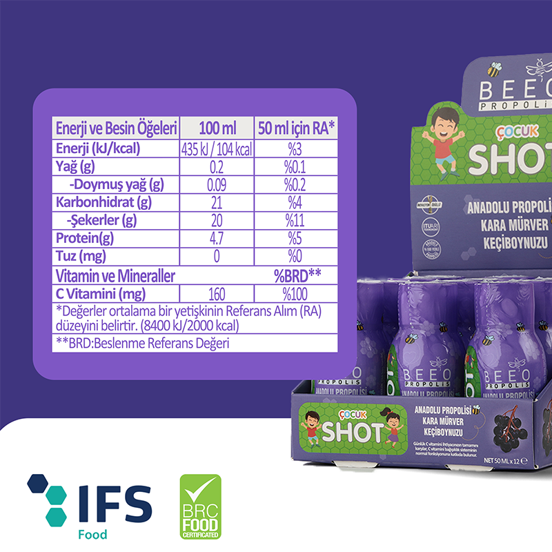 BEEO Kara Mürver Çocuk Shot 12'li