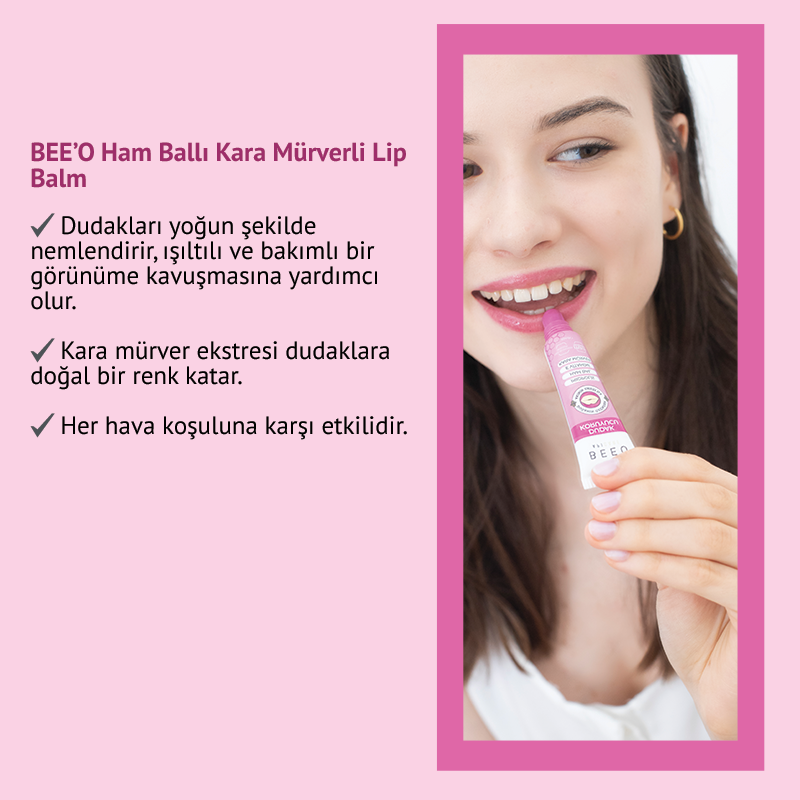 BEEO Ham Ballı Kara Mürverli Dudak Koruyucu