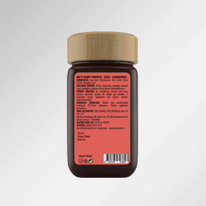 BEEO Propolis Çilek Keçiboynuzu Ham Bal Karışım