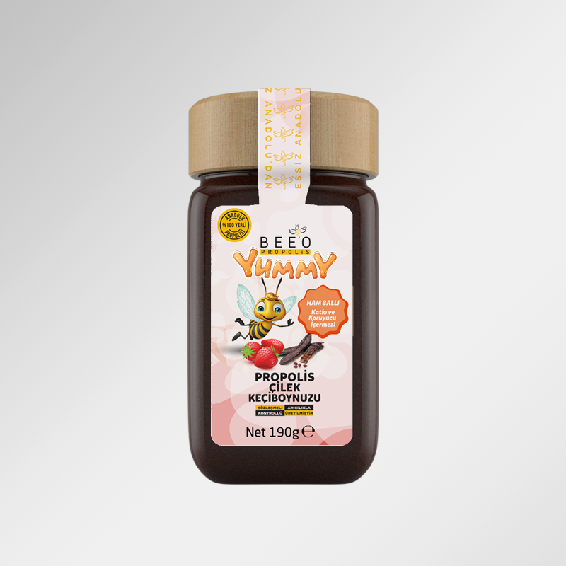 BEEO Propolis Çilek Keçiboynuzu Ham Bal Karışımı