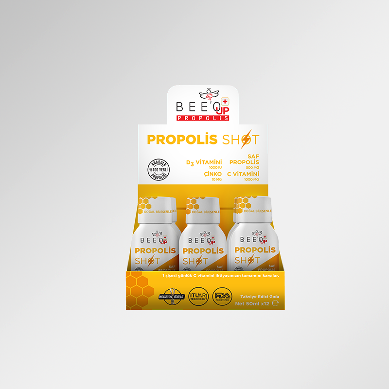 BEEO UP Çinko D3 + C Vitaminli Propolis Shot 12'li
