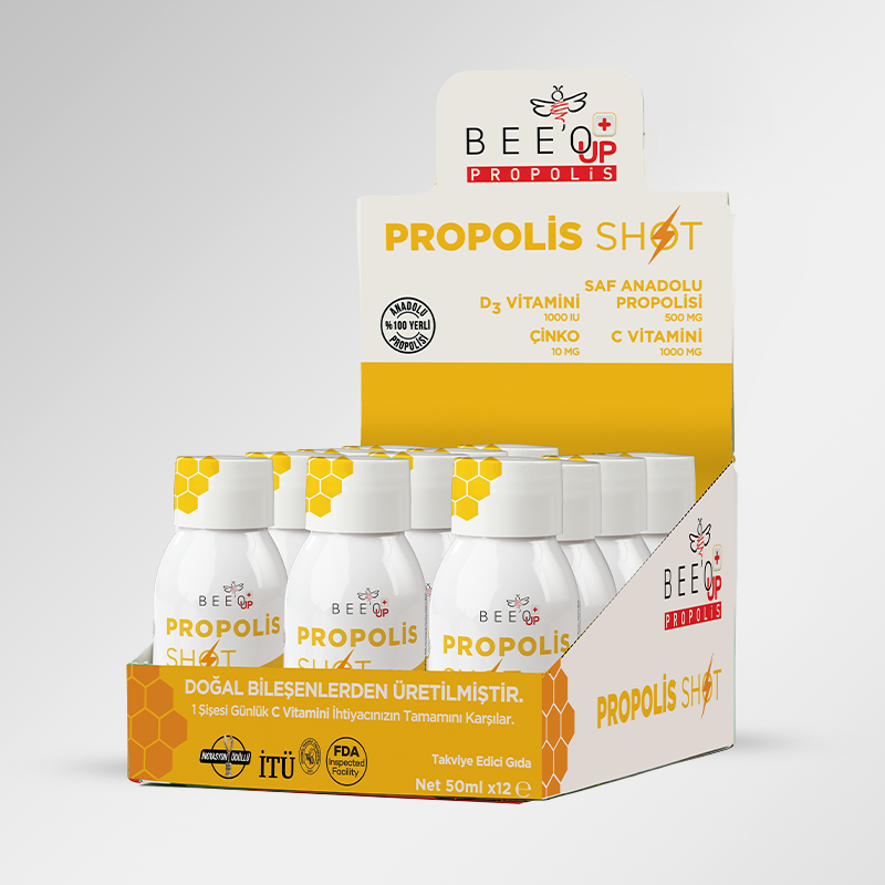 BEEO UP Çinko D3 + C Vitaminli Propolis Shot 12'li