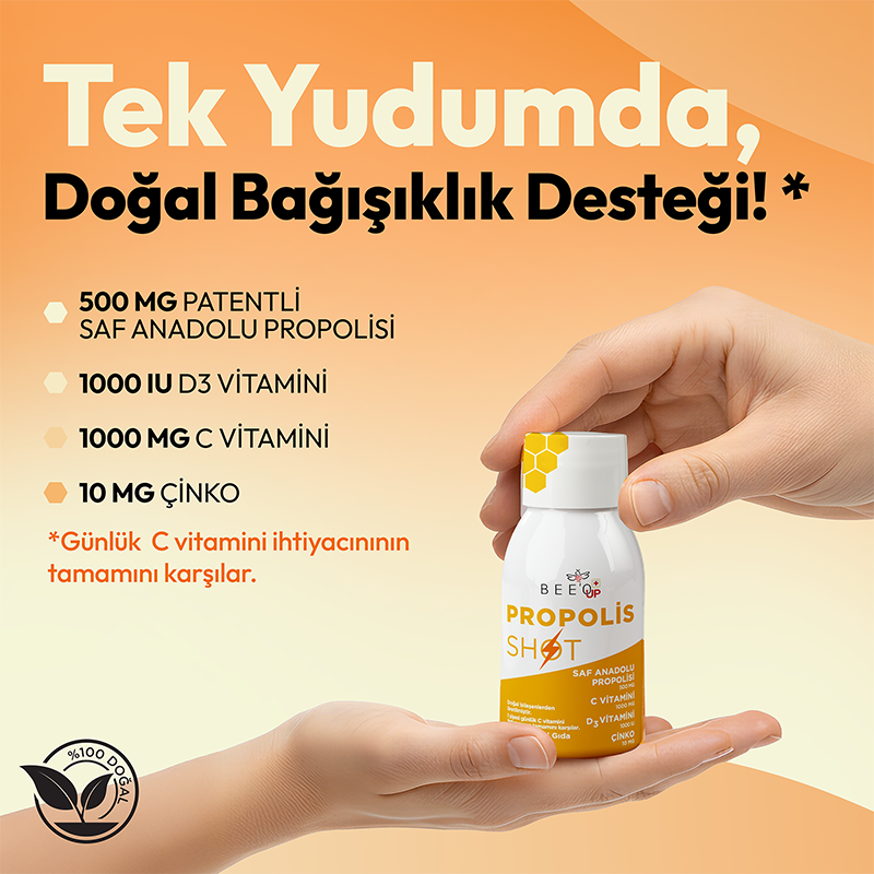 BEEO UP Çinko D3 + C Vitaminli Propolis Shot