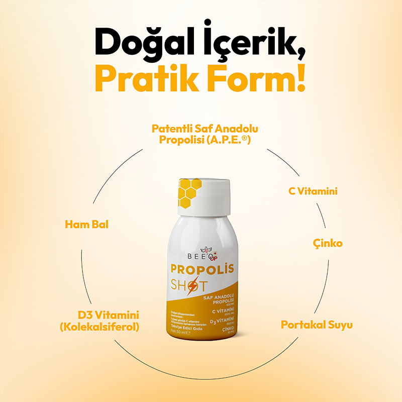 BEEO UP Çinko D3 + C Vitaminli Propolis Shot
