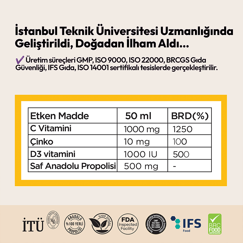 BEEO UP Çinko D3 + C Vitaminli Propolis Shot