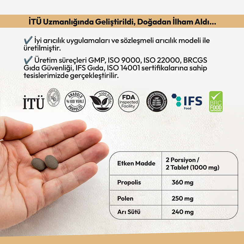 BEEO Propolis Arı Sütü Polen Tablet
