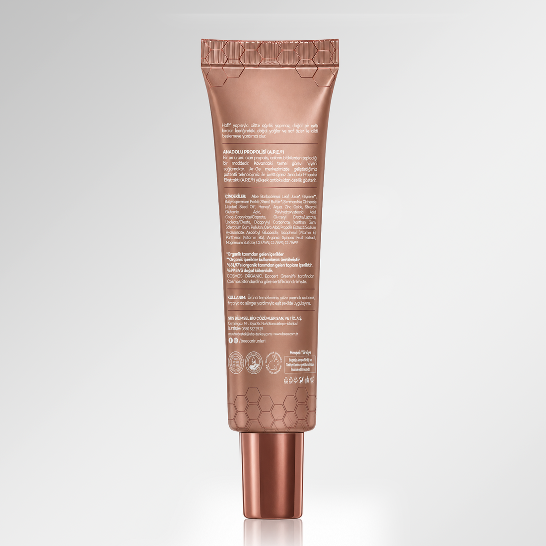 BEEO APIBEAUTY Organik Sertifikalı Propolis ve Ballı BB Krem SPF 15