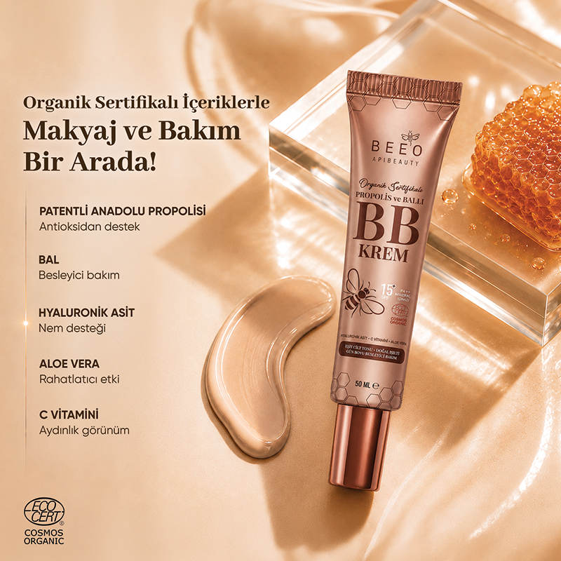 BEEO APIBEAUTY Organik Sertifikalı Propolis ve Ballı BB Krem SPF 15