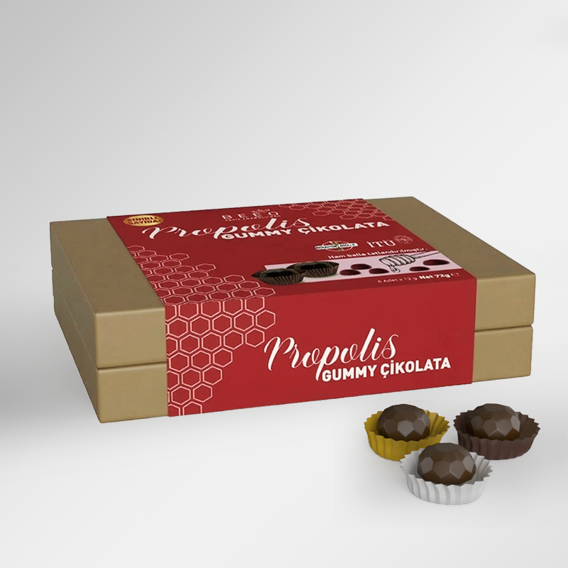 BEEO Gummy Propolis Arı Sütü Ham Bal Dolgulu Çikolata 6'lı