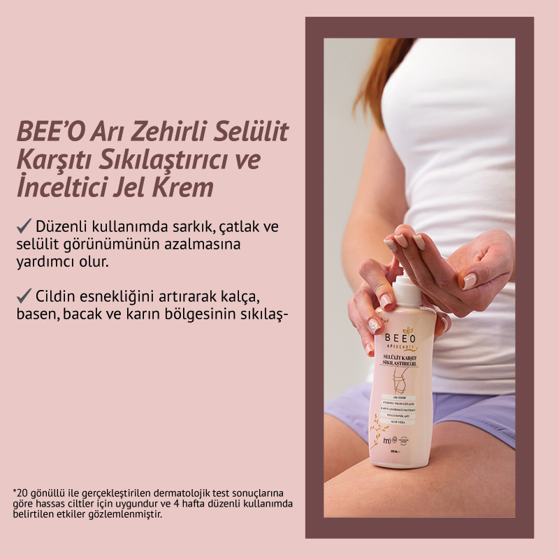 BEEO Arı Zehirli Selülit Karşıtı Sıkılaştırıcı ve İnceltici Jel Krem