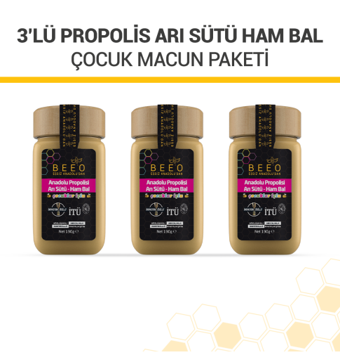 3'lü Propolis Arı Sütü Ham Bal  Çocuk Macun Paketi