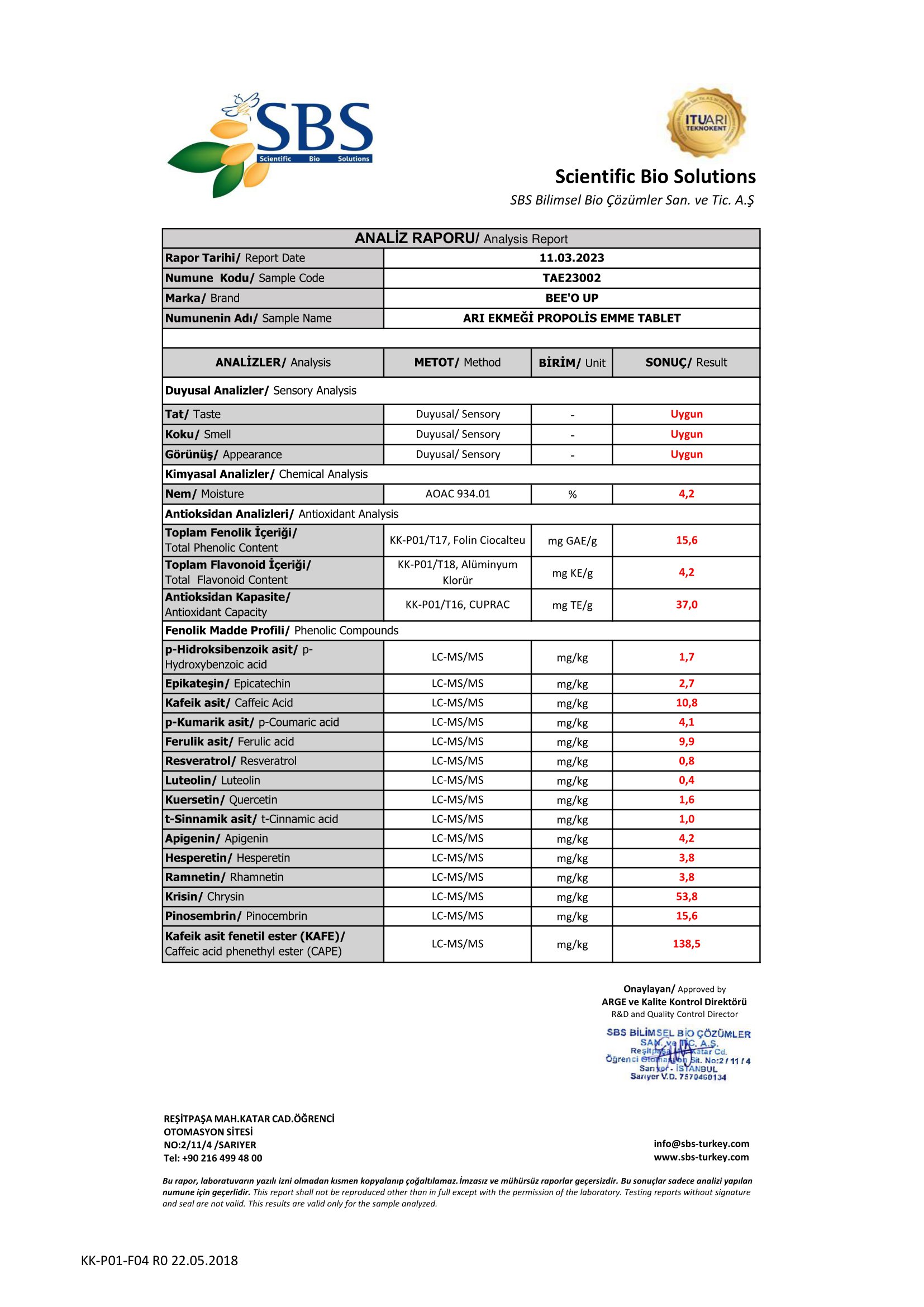 BEEO UP Arı Ekmeği Propolis Emme Tablet