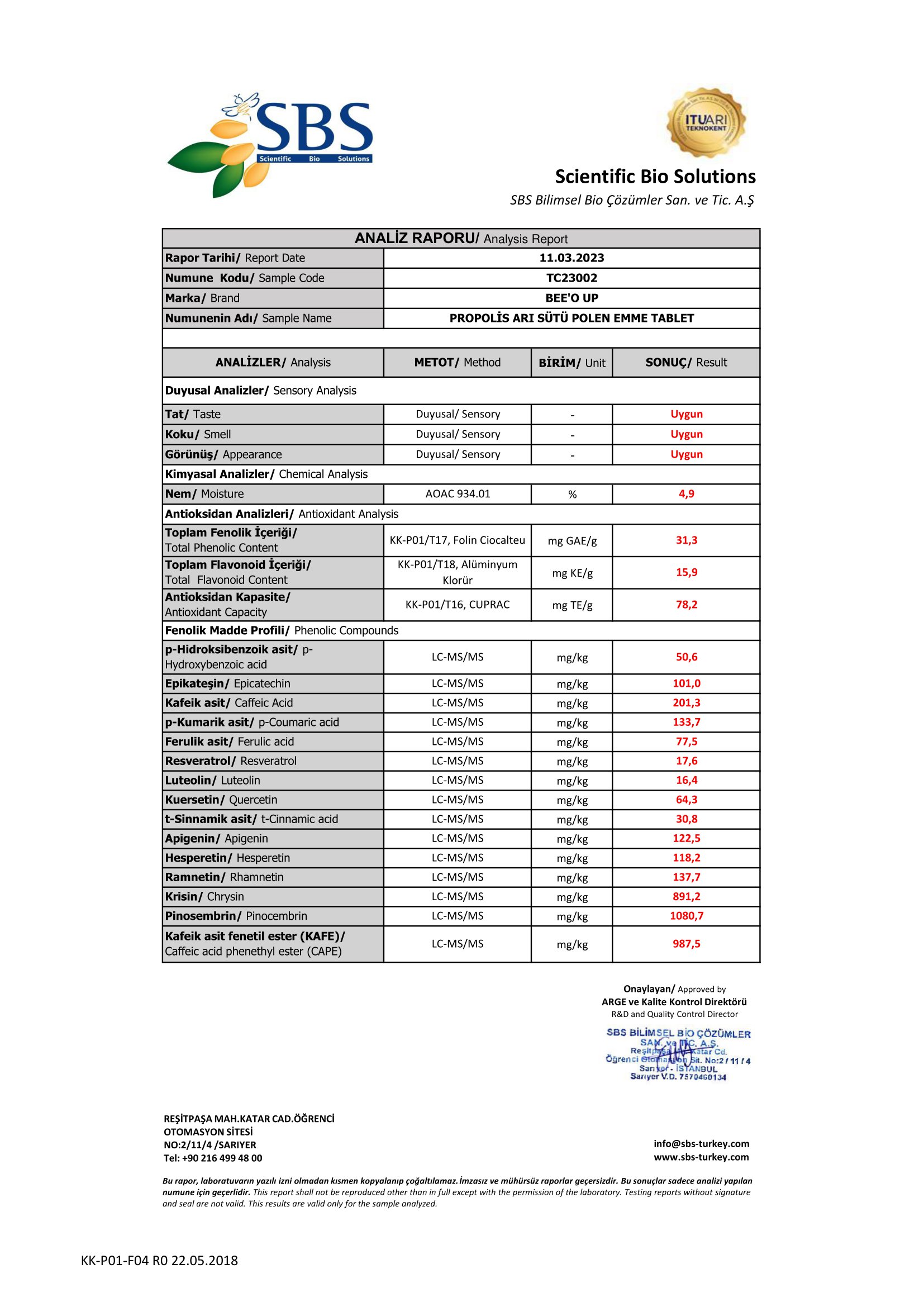 BEEO UP Propolis Arı Sütü Polen Emme Tablet