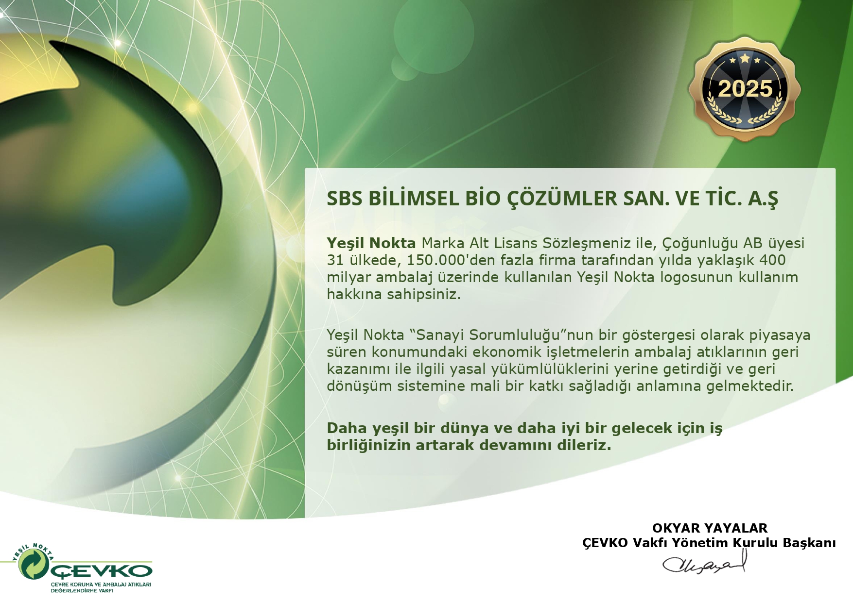 Yeşil Nokta Sertifikası