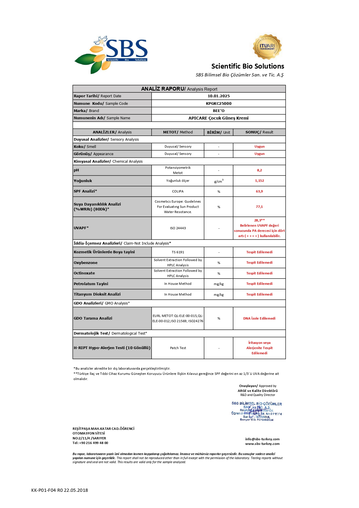 BEEO Apicare Propolisli Çocuk Güneş Kremi