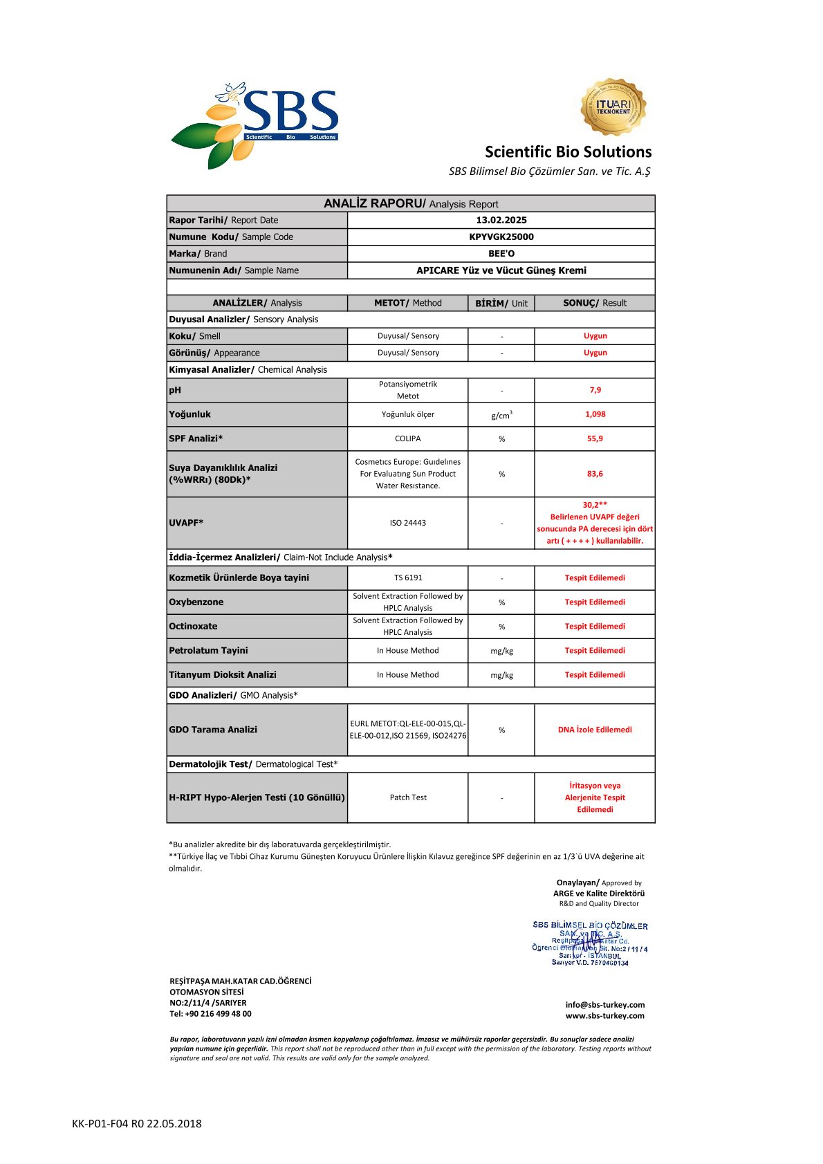 ApiCare Propolisli Yüz ve Vücut Güneş Kremi - 1