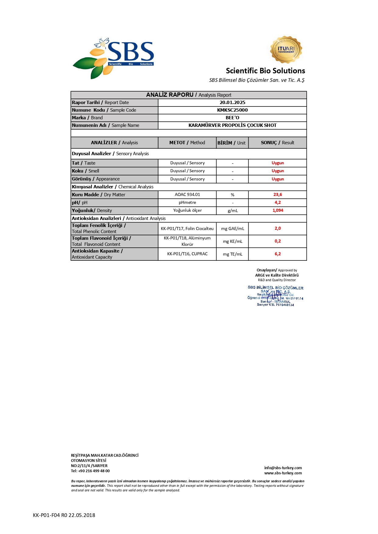Karamürver Propolisli Çocuk Shot