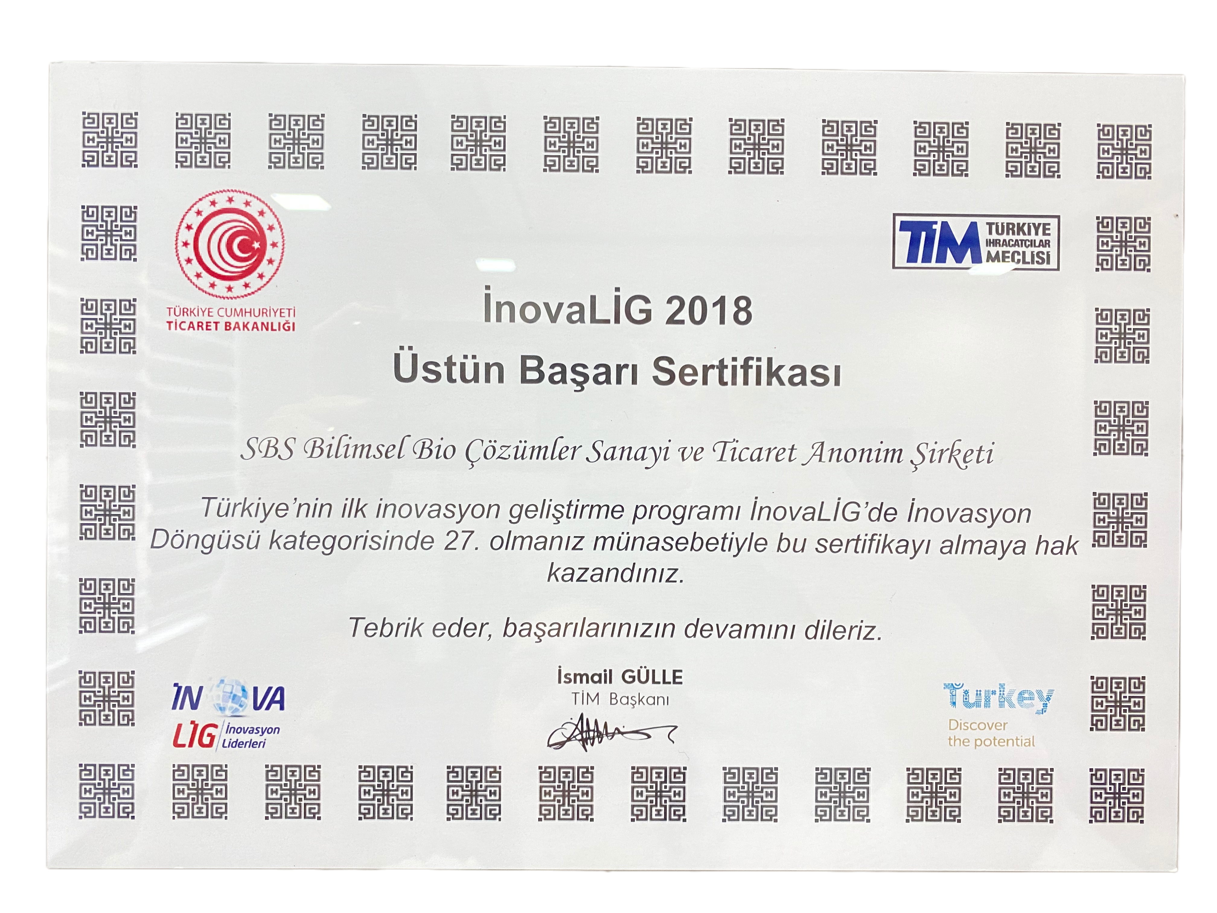 2018 - İnovalig Ödülleri - Olağanüstü Başarı - Firma