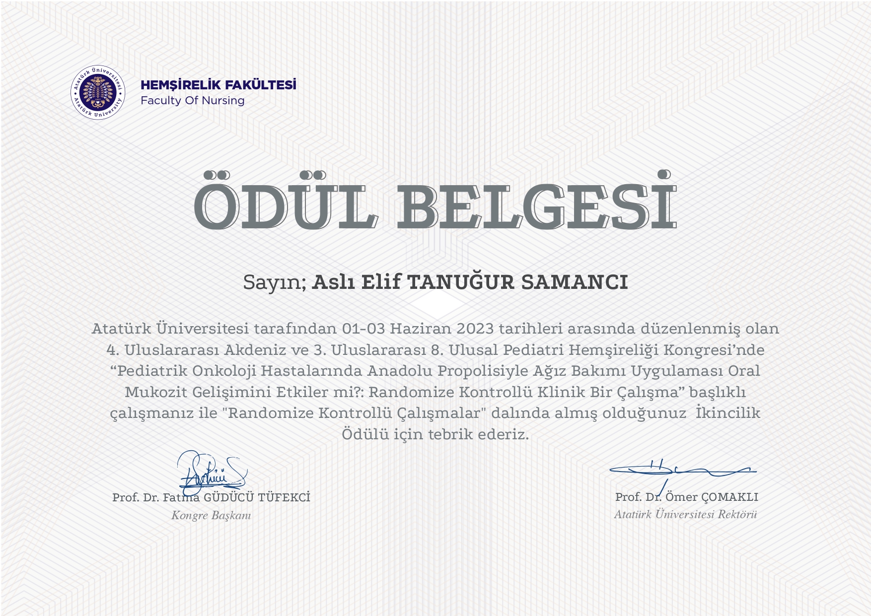 2023 - Randomize Klinik Araştırma Kategorisi 