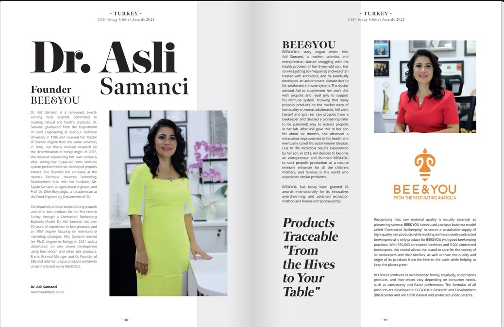 2023 - CEO Today Global Awards - Türkiye'nin en iyi CEO'su - Dr. Asli Samanci