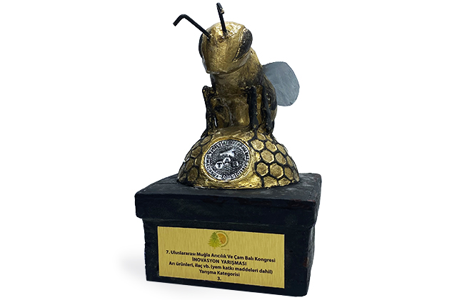 7. Uluslararası Muğla Arıcılık ve Çam Balı Kongresi İnovasyon Yarışması’nda Arı Ürünleri kategorisinde 3.lük ödülünün sahibi BEE’O UP D3+K2 Vitaminli Propolis Damla Oldu!